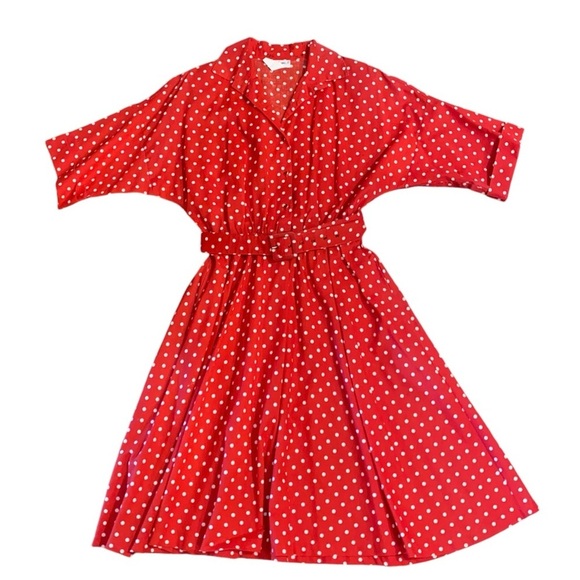 vicki waynes Dresses & Skirts - vintage retro red polka dot belted  50s dress